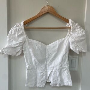 Aritzia Wilfred White Puff Sleeve Blouse
